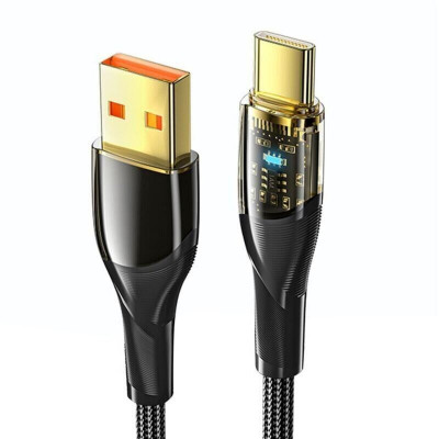 Кабель Essager Interstellar Transparent Design USB-кабель для зарядки USB A to Type C, 7A, 2 м, черный (EXCT-XJA01-P) (EXCT-XJA01-P) - изображение 1
