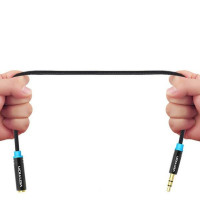 Аудіокабель Vention Cotton Braided 3.5mm Audio Extension Cable 5M Black Metal Type (VAB-B06-B500-M) (Колір Black) - фото № 3
