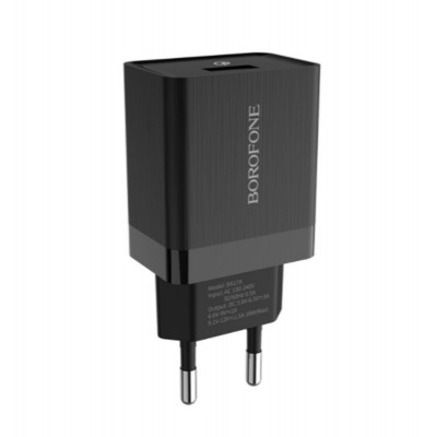 Мережевий зарядний пристрій BOROFONE BA17A Centrino single port QC3.0 charger Black - изображение 1