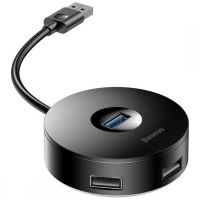 USB-хаб Baseus round box HUB adapter （USB3.0 to USB3.0*1+USB2.0*3）Black (Цвет 7073) - фото № 3