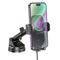 Автотримач для телефона з БЗП HOCO HW5 Journey wireless fast charging car holder(center console) Black (Колір Черный) - фото № 2