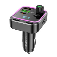 АЗП з FM-модулятором BOROFONE BC53 Highway PD20W+QC3.0 car BT FM transmitter 18W Black (Колір Черный) - фото № 2
