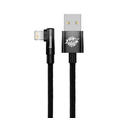 Кабель Baseus MVP 2 Угловой кабель для быстрой зарядки данных USB to iP 2.4A 1 м Черный (CAVP000001) - изображение 2