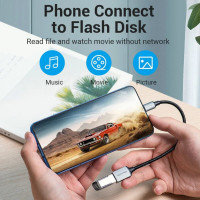 Кабель-перехiдник Vention USB 3.0 C Male to A Female OTG Cable 0.15M Gray Aluminum Alloy Type (CCXHB) (Цвет Серыйм) - фото № 2