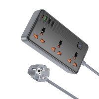 Мережевий подовжувач BOROFONE BAC3A Roy 3 position socket(PD20W/1C3A)(EU) Black (Колір 7073) - фото № 2