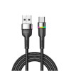 Кабель Essager Colorful LED USB-кабель для быстрой зарядки, 3 А, USB-A, тип C, 1 м, черный (EXCT-XCD01) (EXCT-XCD01)