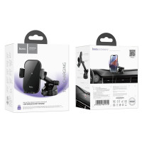 Автотримач для телефона з БЗП HOCO HW5 Journey wireless fast charging car holder(center console) Black (Колір Черный) - фото № 7