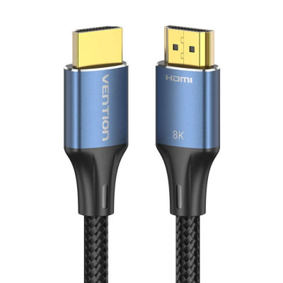 Кабель Vention Cotton Braided HDMI-A Male to Male HD v2.1 Cable 8K 2M Blue Aluminum Alloy Type (ALGLH) - изображение 3