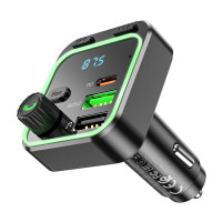 АЗП з FM-модулятором BOROFONE BC53 Highway PD20W+QC3.0 car BT FM transmitter 18W Black (Колір Черный) - фото № 3