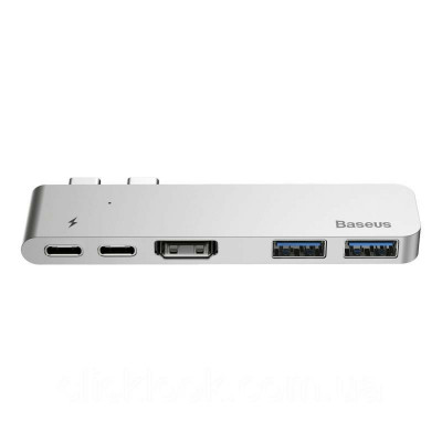 USB-Hub Baseus Thunderbolt C+ Dual Type-C to USB3.0/HD4K/Type-C Female HUB Converter Deep Space Grey - изображение 1