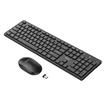 Клавіатура+миша HOCO GM17 Wireless business keyboard and mouse set(English Version) Black - изображение 1