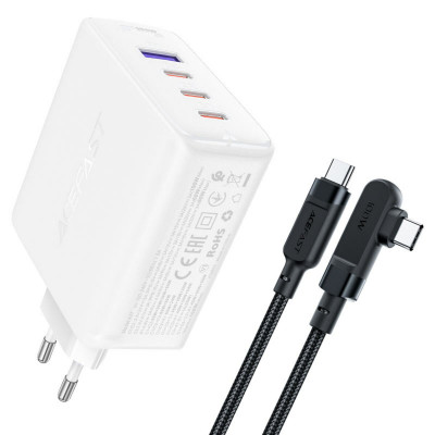 Мережевий зарядний пристрий ACEFAST A37 PD100W GaN (3*CUSB-C+USB-A) комплект зарядного устройства Белый (AFA37W) - изображение 1