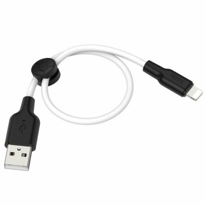 Кабель HOCO X21 Plus USB to iP 2.4A, 0.25м, силикон, силиконовые разъемы, Черный+Белый (6931474712349) - изображение 2