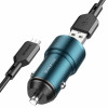 Автомобільний зарядний пристрій BOROFONE BZ19 Wisdom dual port car charger set (Micro) Sapphire Blue (BZ19MSU) - зображення 2