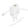 Мережевий зарядний пристрій BOROFONE BN29 Fuente PD30W+QC3.0 charger set (C to iP) (EU) White (Білий)- № 3