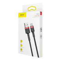 Кабель Baseus Cafule Cable USB For Type-C 3A 1m Red+Black (Цвет Черный) - фото № 6