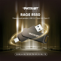 Флеш-накопичувач Patriot USB 3.2 Gen 1 Rage R550 64GB Type-A+C (Цвет Черный) - фото № 5