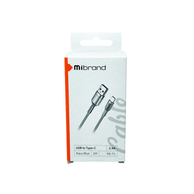 Кабель Mibrand MI-71 Metal Braided Cable USB for Type-C  2.4A 1m Navy Blue (MIDC/71TNB) - зображення 2