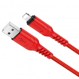 Кабель HOCO X59 USB to iP 2.4A, 1m, nylon, TPE connectors, Red