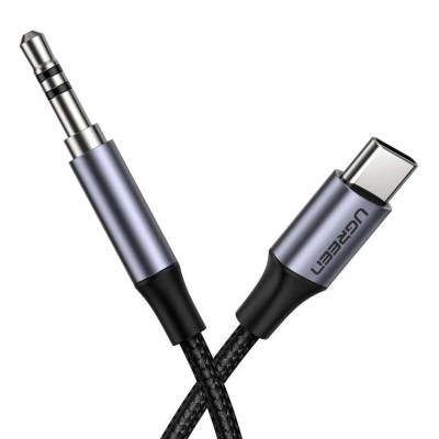 Кабель UGREEN AV143 Round USB-C Audio Cable 3.5mm M/M Aluminum Shell 1m (Deep Gray)(UGR-30633) - зображення 1