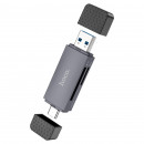 Кардрідер HOCO HB45 Spirit 2-in-1 USB/Type-C 3.0 card reader Metal gray