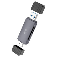 Кардрідер HOCO HB45 Spirit 2-in-1 USB/Type-C 3.0 card reader Metal gray (Цвет Metal Gray), Атикул k53872 |  купить на VILKI.NET - фото № 1