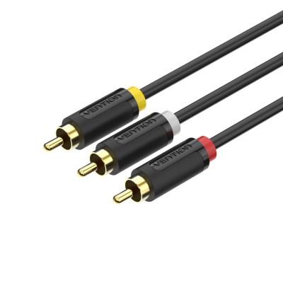 Кабель Vention 3RCA Male to 3RCA Male Cable 2M Black (BCABH) - изображение 1