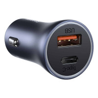 Автомобільний зарядний пристрій Baseus Golden Contactor Pro Dual Quick Charger Car Charger U+C 40W（With Baseus Simple wiring USB For Type-C 5A 1.0m）Da (Колір Темно-серый) - фото № 3