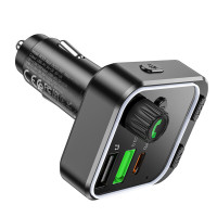 АЗП з FM-модулятором BOROFONE BC53 Highway PD20W+QC3.0 car BT FM transmitter 18W Black (Колір Черный) - фото № 5