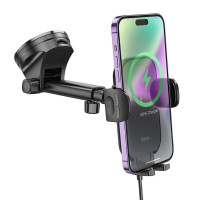 Автотримач для телефона з БЗП HOCO HW5 Journey wireless fast charging car holder(center console) Black (Колір Черный) - фото № 3