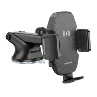 Автотримач для телефона з БЗП BOROFONE BH214 Adelante wireless fast charging car holder(center console) Black (Цвет Черный) - фото № 2