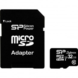 microSDHC (UHS-1 U3) SiliconPower Superior 32Gb class 10 V10 (adapter SD)