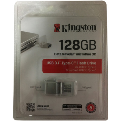 Flash Kingston USB 3.0 DT MicroDuo 3C 128GB USB3.1/Type-C metal - изображение 2