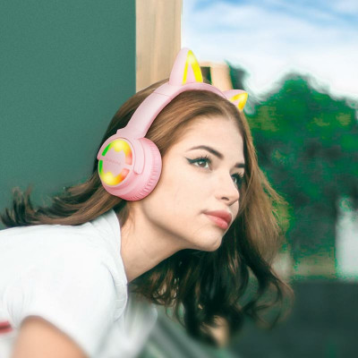 Навушники BOROFONE BO15 Cat ear BT headphones Girl Pink - изображение 4