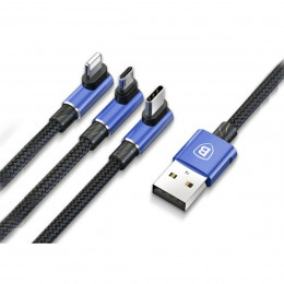 Кабель Baseus MVP 3-in-1 Mobile Game Cable USB For M+L+T 1.2m Blue