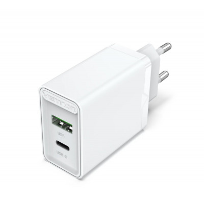 Зарядний пристрій Vention Two-Port USB(A+C) Wall Charger (18W/20W) EU-Plug White (FBBW0-EU) - зображення 1