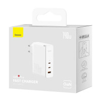 Мережевий зарядний пристрій Baseus GaN5 Pro Fast Charger 2C+U 140W EU White (With Superior Series Fast Charging Data Cable Type-C to Type-C 240W（48V/5 (Цвет White) - фото № 2