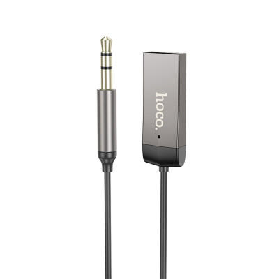 Bluetooth-ресивер HOCO E78 Benefit car AUX BT receiver with cable Black Metal Gray - изображение 1