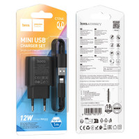 Мережевий зарядний пристрій HOCO C134A Solid single-port charger set (iP) (EU) Black (Цвет 7073) - фото № 2
