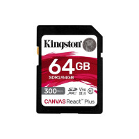 SDXC (UHS-II U3) Kingston Canvas React Plus 64Gb class 10 V90 (R-300MB/s) , Атикул k24875 |  купить на VILKI.NET - фото № 1