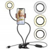 Кільцева LED лампа Professional Live Stream 16 см + стійка + подвійний тримач для телефона