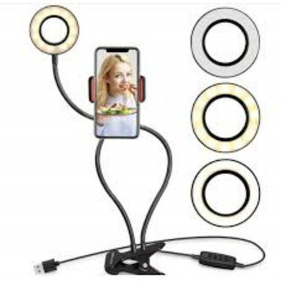 Кільцева LED лампа Professional Live Stream 16 см + стійка + подвійний тримач для телефона - изображение 1
