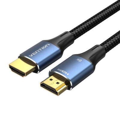 Кабель Vention Cotton Braided HDMI-A Male to Male HD v2.1 Cable 8K 2M Blue Aluminum Alloy Type (ALGLH) - зображення 1