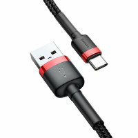 Кабель Baseus Cafule Cable USB For Type-C 3A 1m Red+Black (Цвет Черный) - фото № 4