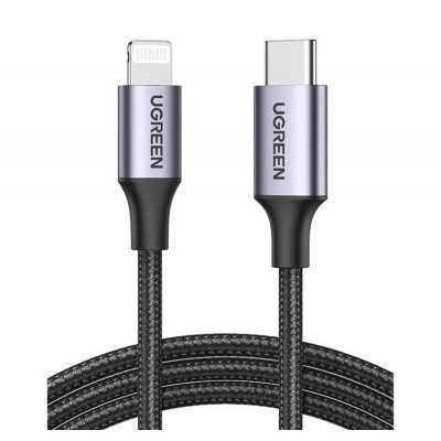 Кабель UGREEN US304 USB-C to Lightning M/M Cable Aluminum Shell Braided 1.5m (Black) (UGR-60760) (UGR-60760) - зображення 1