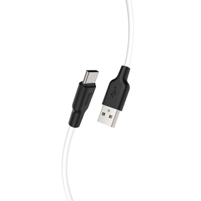 Кабель HOCO X21 Plus USB to Type-C 3A, 2м, силикон, силиконовые разъемы, Черный+Белый (6931474713889) - изображение 1