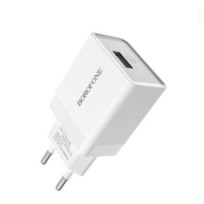 Мережевий зарядний пристрій BOROFONE BA20A Sharp single port charger set(Micro) White - изображение 1