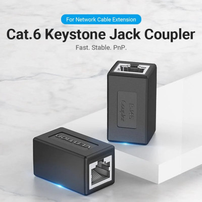 З'єднувач витої пари Vention Cat.6 FTP Keystone Jack Coupler Black - зображення 2
