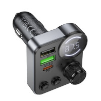 АЗП з FM-модулятором HOCO E86 Alegria 48W dual port PD30W+QC3.0 car BT FM transmitter Black (Колір 7073) - фото № 6