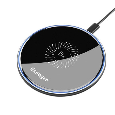 Бездротовый зарядный пристрій Магнитное беспроводное зарядное устройство Essager Chengfeng 15 Вт черное (EWXCX-CF01-Z) (EWXCX-CF01-Z) - изображение 1